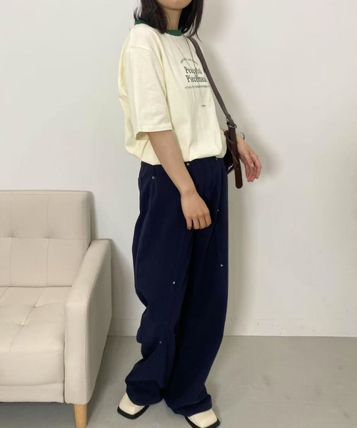 mebole(メボレ)の「アメリカンコントラストカラーロゴTシャツ(Tシャツ/カットソー・レディース・ネイビー/グレー/アイボリー/ホワイト・FREE)」の12枚目の写真