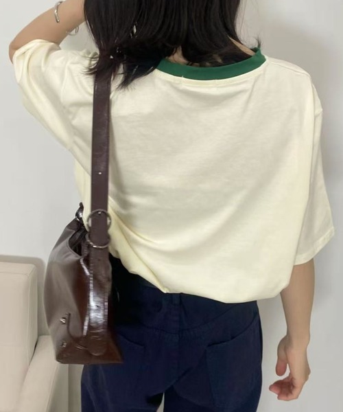 mebole(メボレ)の「アメリカンコントラストカラーロゴTシャツ(Tシャツ/カットソー・レディース・ネイビー/グレー/アイボリー/ホワイト・FREE)」の10枚目の写真