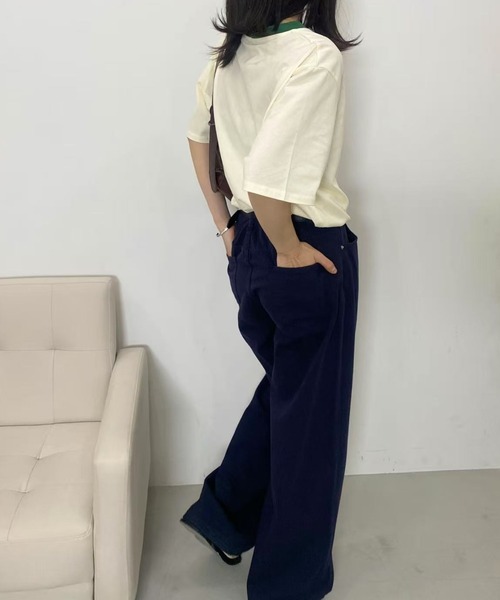 mebole(メボレ)の「アメリカンコントラストカラーロゴTシャツ(Tシャツ/カットソー・レディース・ネイビー/グレー/アイボリー/ホワイト・FREE)」の13枚目の写真