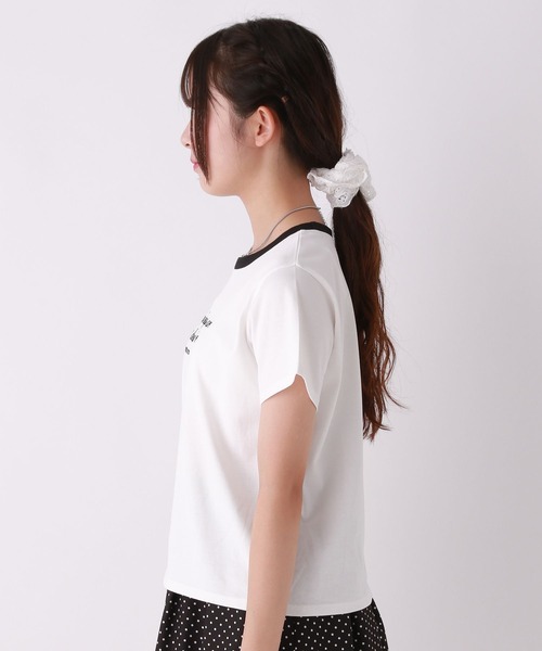 repipi armario（レピピ アルマリオ）の「【girly line】BloomyリンガーTシャツ【接触冷感】（Tシャツ/カットソー・キッズ・ホワイト×ブルー/ホワイト×グリーン/ホワイト×ブラック/ピンク・LARGE/MEDIUM/SMALL）」の14枚目の写真
