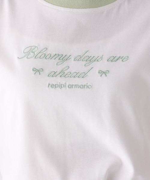 repipi armario（レピピ アルマリオ）の「【girly line】BloomyリンガーTシャツ【接触冷感】（Tシャツ/カットソー・キッズ・ホワイト×ブルー/ホワイト×グリーン/ホワイト×ブラック/ピンク・LARGE/MEDIUM/SMALL）」の22枚目の写真