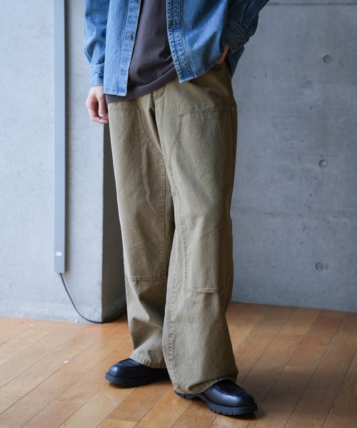 RATTLE TRAP(ラトルトラップ)の「コットンダックダブルニーワイド5Pパンツ(チノパンツ・メンズ・ブラック/ベージュ/グレー・S/L/M)」の3枚目の写真