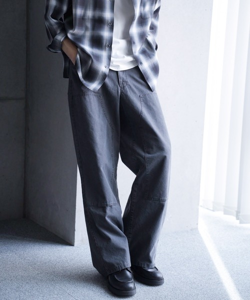 RATTLE TRAP(ラトルトラップ)の「コットンダックダブルニーワイド5Pパンツ(チノパンツ・メンズ・ブラック/ベージュ/グレー・S/L/M)」の1枚目の写真