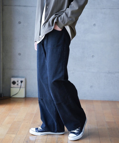 RATTLE TRAP(ラトルトラップ)の「コットンダックダブルニーワイド5Pパンツ(チノパンツ・メンズ・ブラック/ベージュ/グレー・S/L/M)」の2枚目の写真