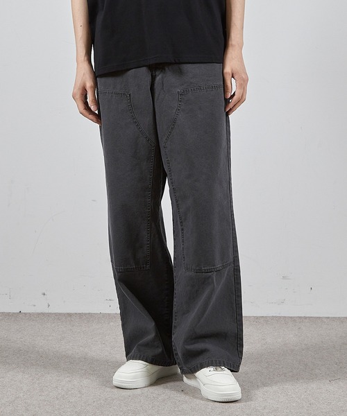 RATTLE TRAP(ラトルトラップ)の「コットンダックダブルニーワイド5Pパンツ(チノパンツ・メンズ・ブラック/ベージュ/グレー・S/L/M)」の4枚目の写真