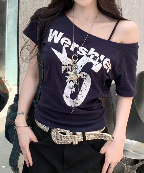 SPIGA(スピーガ)の「オフショルロゴプリントトップス(Tシャツ/カットソー・レディース・ホワイト/ブラック/グレー/イエロー・SMALL/MEDIUM/LARGE/X-LARGE)」の3枚目の写真