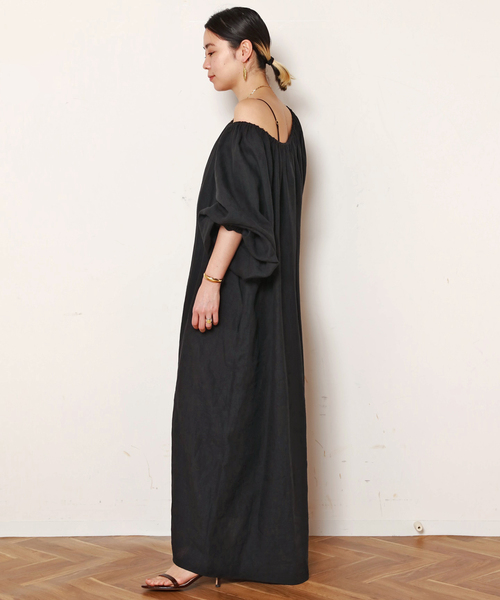 ★未使用★un dix cors ブラウンオフショルダーリネンワンピース ☆未使用☆un dix cors ブラウンオフショルダーリネンワンピース