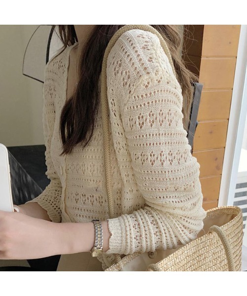 shoppinggo（ショッピングゴー）の「サマーカーディガン 透かし編み（カーディガン/ボレロ・レディース・ピンク/ベージュ/ブラック/ライトブルー/ホワイト/イエロー・FREE）」の8枚目の写真