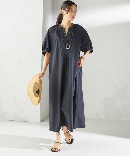 THE TOE Trafalgar Boa Coat ベージュ S タグ付き新品 接触冷感 / 撥水加工〉TEX BRID(R)タフタ ギャザー ワンピース