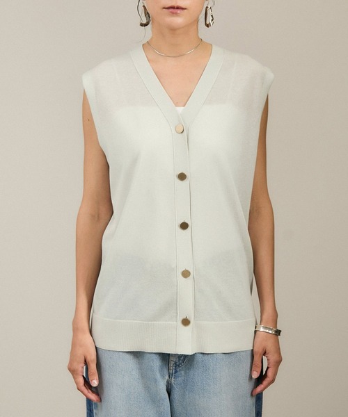WEB限定】ドライタッチメタルボタンニットジレ / ベスト［洗える