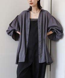 【Et】Sleeve Gathered Sheer Wide Shirt