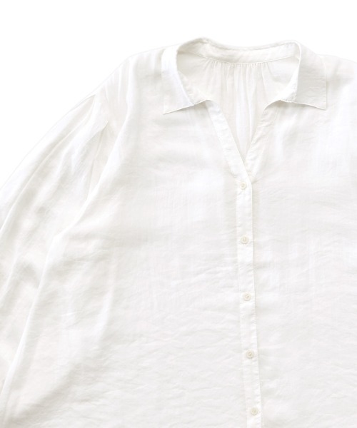 select MOCA Et（セレクトモカエト）の「【Et】Sleeve Gathered Sheer Wide Shirt（シャツ/ブラウス・レディース・ホワイト/グレー・FREE）」の13枚目の写真