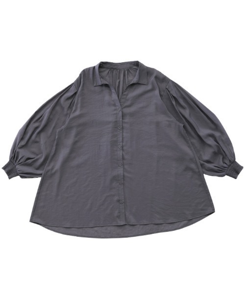 select MOCA Et（セレクトモカエト）の「【Et】Sleeve Gathered Sheer Wide Shirt（シャツ/ブラウス・レディース・ホワイト/グレー・FREE）」の10枚目の写真