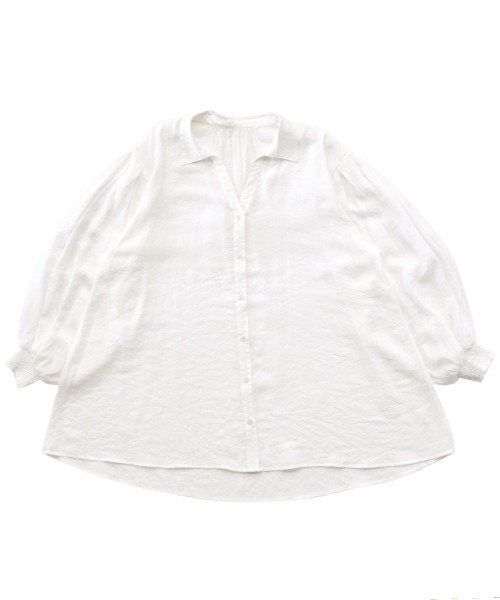 select MOCA Et（セレクトモカエト）の「【Et】Sleeve Gathered Sheer Wide Shirt（シャツ/ブラウス・レディース・ホワイト/グレー・FREE）」の11枚目の写真