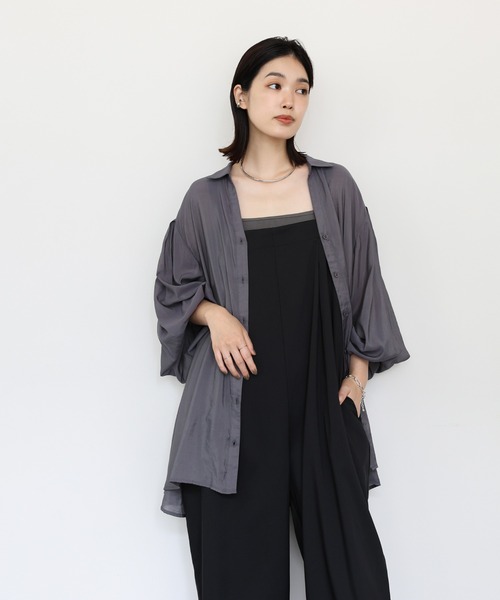 select MOCA Et（セレクトモカエト）の「【Et】Sleeve Gathered Sheer Wide Shirt（シャツ/ブラウス・レディース・ホワイト/グレー・FREE）」の21枚目の写真