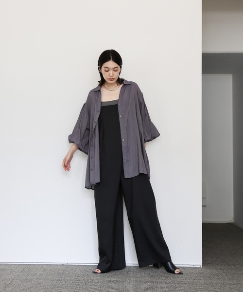 select MOCA Et（セレクトモカエト）の「【Et】Sleeve Gathered Sheer Wide Shirt（シャツ/ブラウス・レディース・ホワイト/グレー・FREE）」の4枚目の写真