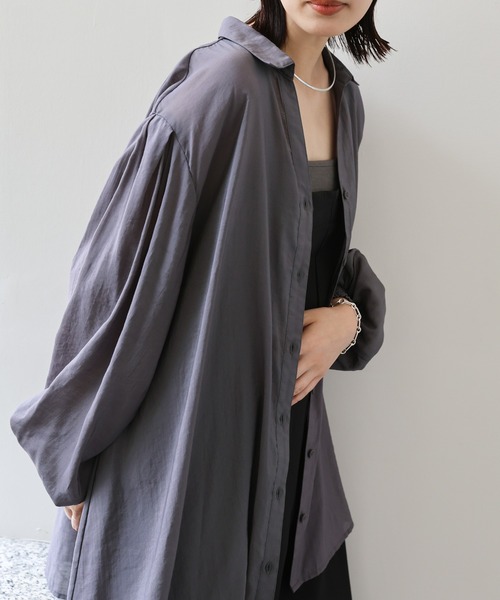 select MOCA Et（セレクトモカエト）の「【Et】Sleeve Gathered Sheer Wide Shirt（シャツ/ブラウス・レディース・ホワイト/グレー・FREE）」の20枚目の写真