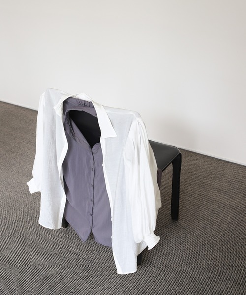 select MOCA Et（セレクトモカエト）の「【Et】Sleeve Gathered Sheer Wide Shirt（シャツ/ブラウス・レディース・ホワイト/グレー・FREE）」の18枚目の写真
