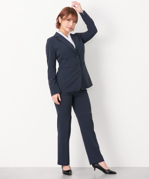 美品【大きい胸専用】RISPY 洗える ストレッチパンツスーツ（吸汗速乾） ニッセン レディーススーツ 【大きい胸専用】RISPY 洗えるパンツ