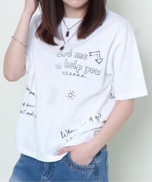 GORGE | 《手描き風ロゴ×ゆるシルエット》レディース プリントTシャツ ランダム英字 半袖 オフホワイト ブラック 春夏秋(Tシャツ/カットソー)