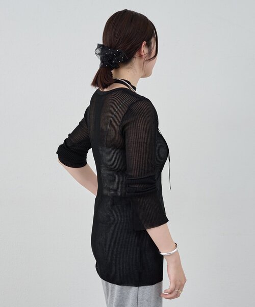 SHENERY（シーナリー）の「《インフルエンサー＠komorin_コラボ》チョーカーリブカーディガン（カーディガン/ボレロ・レディース・ブラック/ライトグレー/グリーン・FREE）」の20枚目の写真