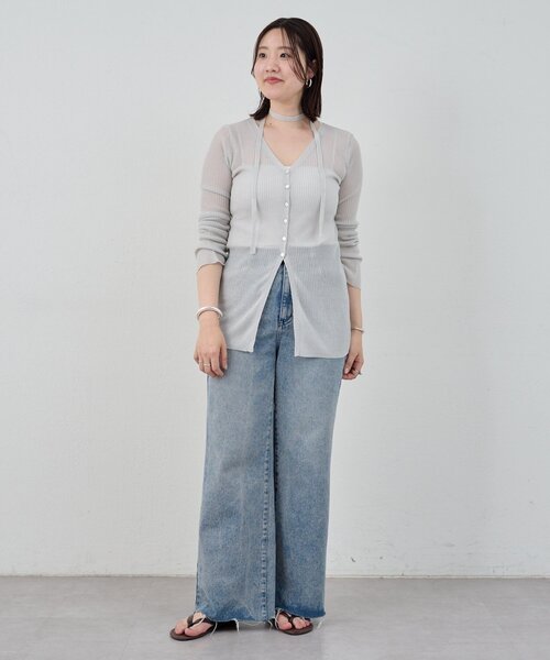 SHENERY（シーナリー）の「《インフルエンサー＠komorin_コラボ》チョーカーリブカーディガン（カーディガン/ボレロ・レディース・ブラック/ライトグレー/グリーン・FREE）」の12枚目の写真