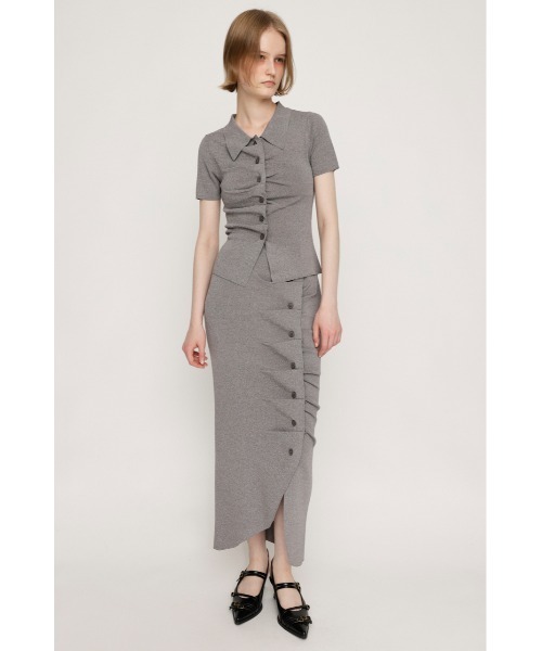 SLY(スライ)の「FRONT BUTTON KNIT SK フロントボタン ニット スカート サマーニット 夏服(スカート・レディース・レッド/杢グレー/ブラック・FREE)」の11枚目の写真