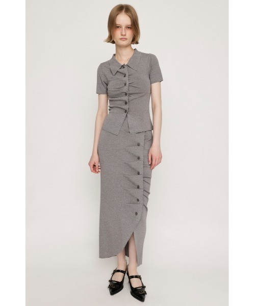 SLY(スライ)の「FRONT BUTTON KNIT SK フロントボタン ニット スカート サマーニット 夏服(スカート・レディース・レッド/杢グレー/ブラック・FREE)」の10枚目の写真