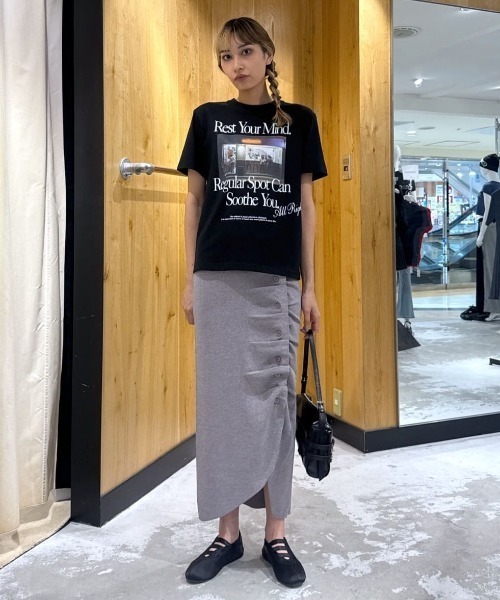 SLY(スライ)の「FRONT BUTTON KNIT SK フロントボタン ニット スカート サマーニット 夏服(スカート・レディース・レッド/杢グレー/ブラック・FREE)」の20枚目の写真