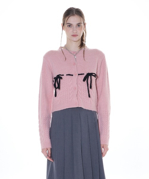 LARTIGENT(ラーティゼン)の「L14 COTTON CANDY CARDIGAN(カーディガン/ボレロ・レディース・ピンク/ブラック・FREE)」の8枚目の写真
