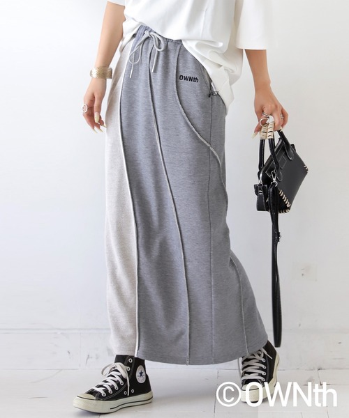 antiqua（アンティカ）の「裏毛リンキング切り替えデザインスカート（スカート・レディース・ブラック/グレー・ONESIZE）」の2枚目の写真