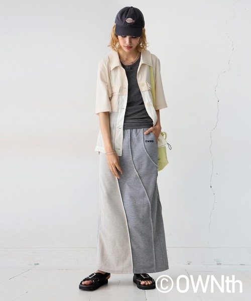 antiqua（アンティカ）の「裏毛リンキング切り替えデザインスカート（スカート・レディース・ブラック/グレー・ONESIZE）」の6枚目の写真