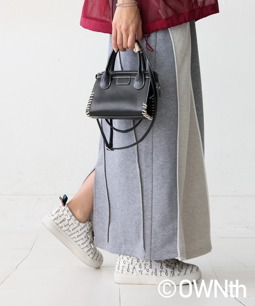 antiqua（アンティカ）の「裏毛リンキング切り替えデザインスカート（スカート・レディース・ブラック/グレー・ONESIZE）」の4枚目の写真