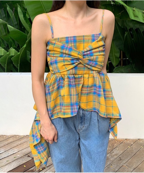gossip！ロサンゼルス（ゴシップロサンゼルス）の「Y2K ロングテールシルエット チェックキャミソール（Tシャツ/カットソー・レディース・マルチ/ブルー/ブラック/ピンク・FREE）」の11枚目の写真