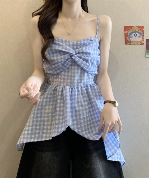 gossip！ロサンゼルス（ゴシップロサンゼルス）の「Y2K ロングテールシルエット チェックキャミソール（Tシャツ/カットソー・レディース・マルチ/ブルー/ブラック/ピンク・FREE）」の22枚目の写真