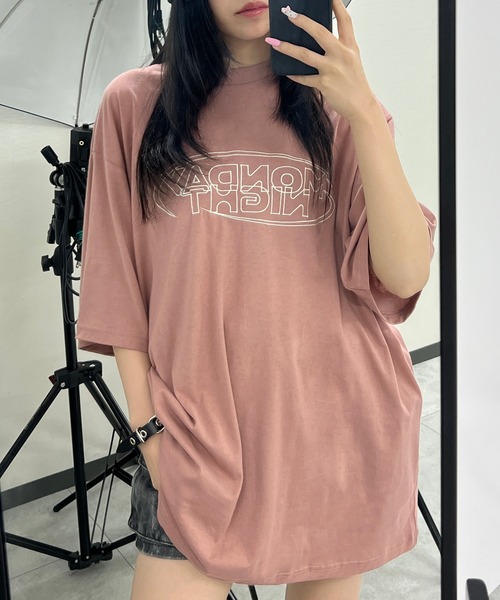 Figments(フィグメンツ)の「MONDAY NIGHTロゴT(Tシャツ/カットソー・レディース・ピンク/チャコールグレー・FREE)」の8枚目の写真