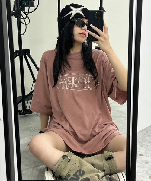 Figments(フィグメンツ)の「MONDAY NIGHTロゴT(Tシャツ/カットソー・レディース・ピンク/チャコールグレー・FREE)」の10枚目の写真