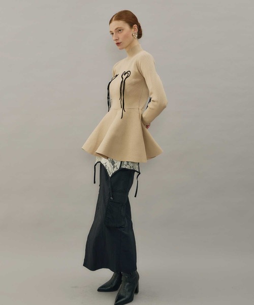 VIOLETTA(ヴィオレッタ)の「ハートモチーフペプラムニット(ニット/セーター・レディース・アイボリー/ブラック/ライトブルー/ベージュ・FREE)」の19枚目の写真