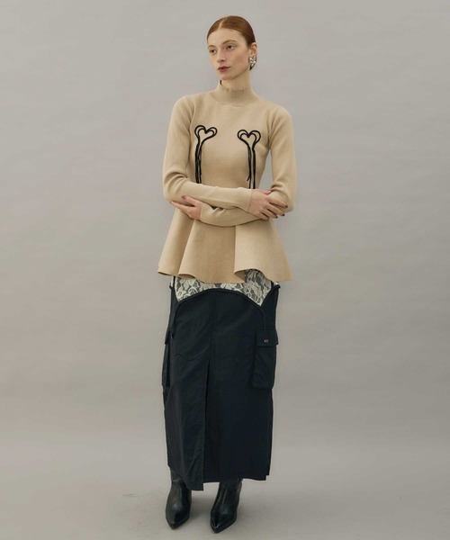 VIOLETTA(ヴィオレッタ)の「ハートモチーフペプラムニット(ニット/セーター・レディース・アイボリー/ブラック/ライトブルー/ベージュ・FREE)」の21枚目の写真