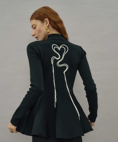 VIOLETTA(ヴィオレッタ)の「ハートモチーフペプラムニット(ニット/セーター・レディース・アイボリー/ブラック/ライトブルー/ベージュ・FREE)」の11枚目の写真