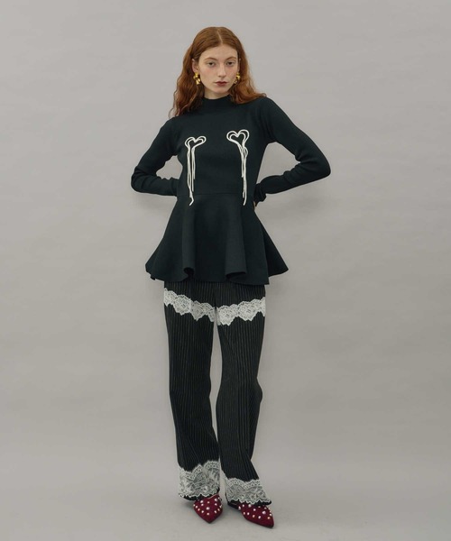 VIOLETTA(ヴィオレッタ)の「ハートモチーフペプラムニット(ニット/セーター・レディース・アイボリー/ブラック/ライトブルー/ベージュ・FREE)」の12枚目の写真