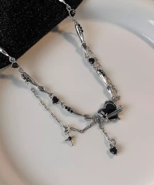 エージェムナイン、ネックレス限定品 A'GEM/9 × .kom 『.KOM/ドットケーオーエム』ブラックハート