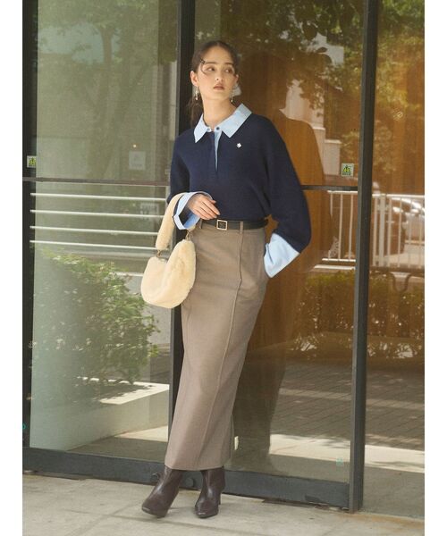 LAGUNAMOON（ラグナムーン）の「ピンタックIラインスカート（スカート・レディース・アイボリー/グレー・MEDIUM/SMALL）」の2枚目の写真