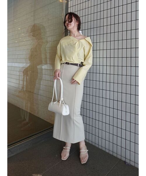 LAGUNAMOON（ラグナムーン）の「ピンタックIラインスカート（スカート・レディース・アイボリー/グレー・MEDIUM/SMALL）」の9枚目の写真