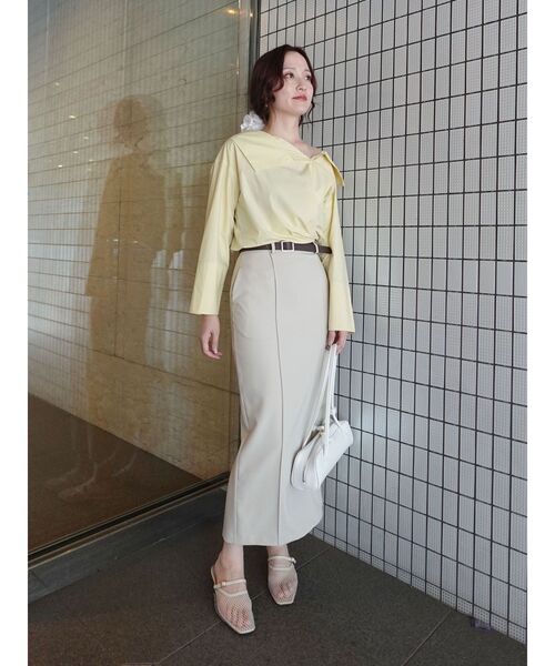 LAGUNAMOON（ラグナムーン）の「ピンタックIラインスカート（スカート・レディース・アイボリー/グレー・MEDIUM/SMALL）」の8枚目の写真