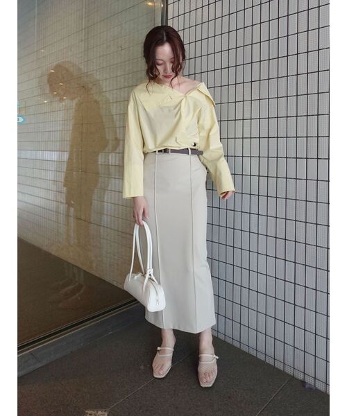 LAGUNAMOON（ラグナムーン）の「ピンタックIラインスカート（スカート・レディース・アイボリー/グレー・MEDIUM/SMALL）」の7枚目の写真