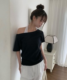 indio - 専用❤︎ワンショルダー、肩出しトップス　黒2点 ワンショルダー Tシャツ ストラップ チェーン付き 肩出し