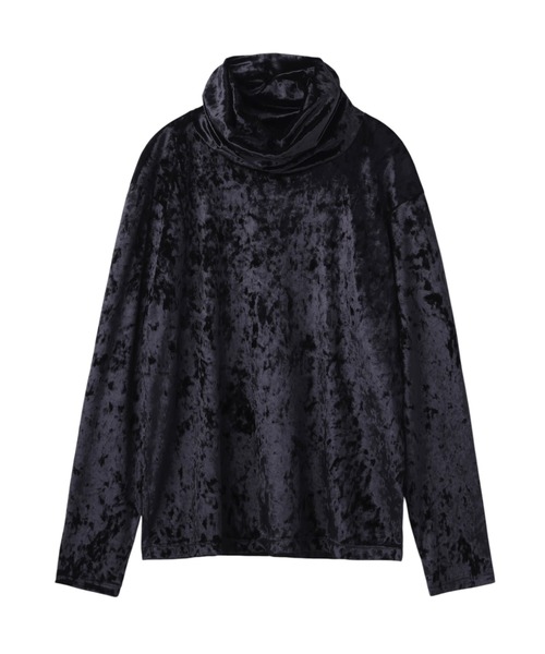JOHN LAWRENCE SULLIVAN(ジョンローレンスサリバン)の「CRUSHED VELOUR TURTLE NECK TOP(Tシャツ/カットソー・メンズ・ブラック・MEDIUM/LARGE)」の1枚目の写真