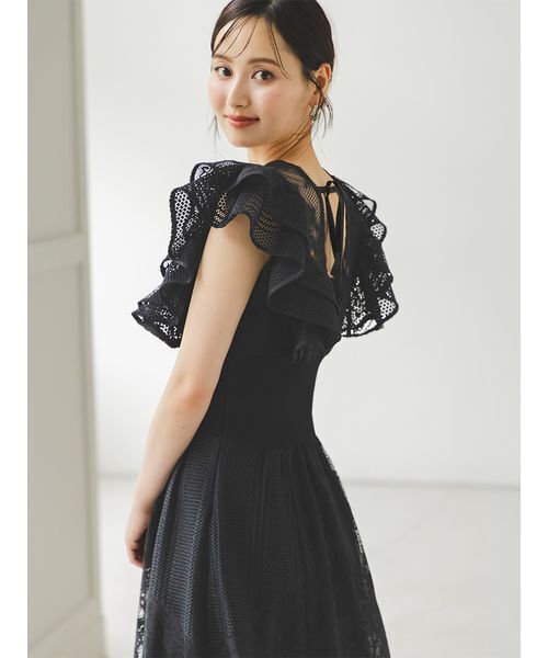 snidel スナイデル レース切り替えミドルワンピース　ドレス　結婚式 snidel 結婚式 ドレス ロングワンピース スナイデル