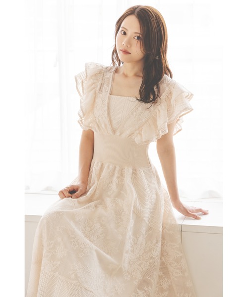 SNIDEL（スナイデル）の「ウエストリブレースドレス（ドレス・レディース・アイボリー/ブラック/ボルドー・0/1）」の6枚目の写真